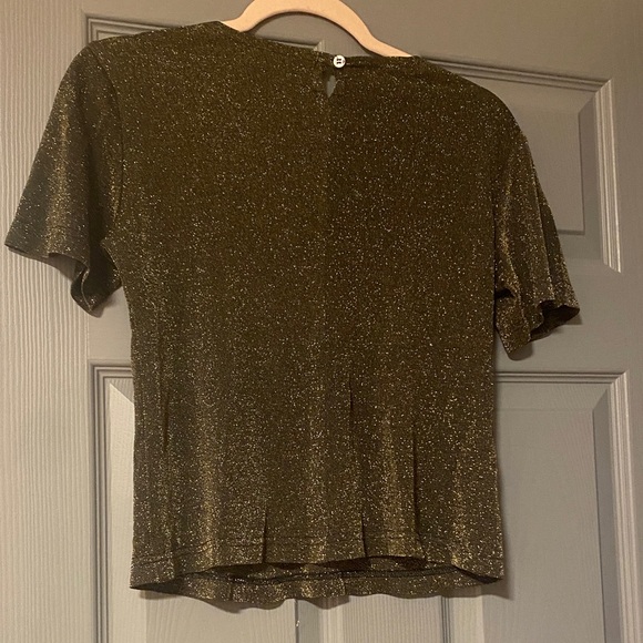 Carole Little Petites Vintage Glittery Gold Short Sleeve Top New Years Party - Picture 4 of 4
